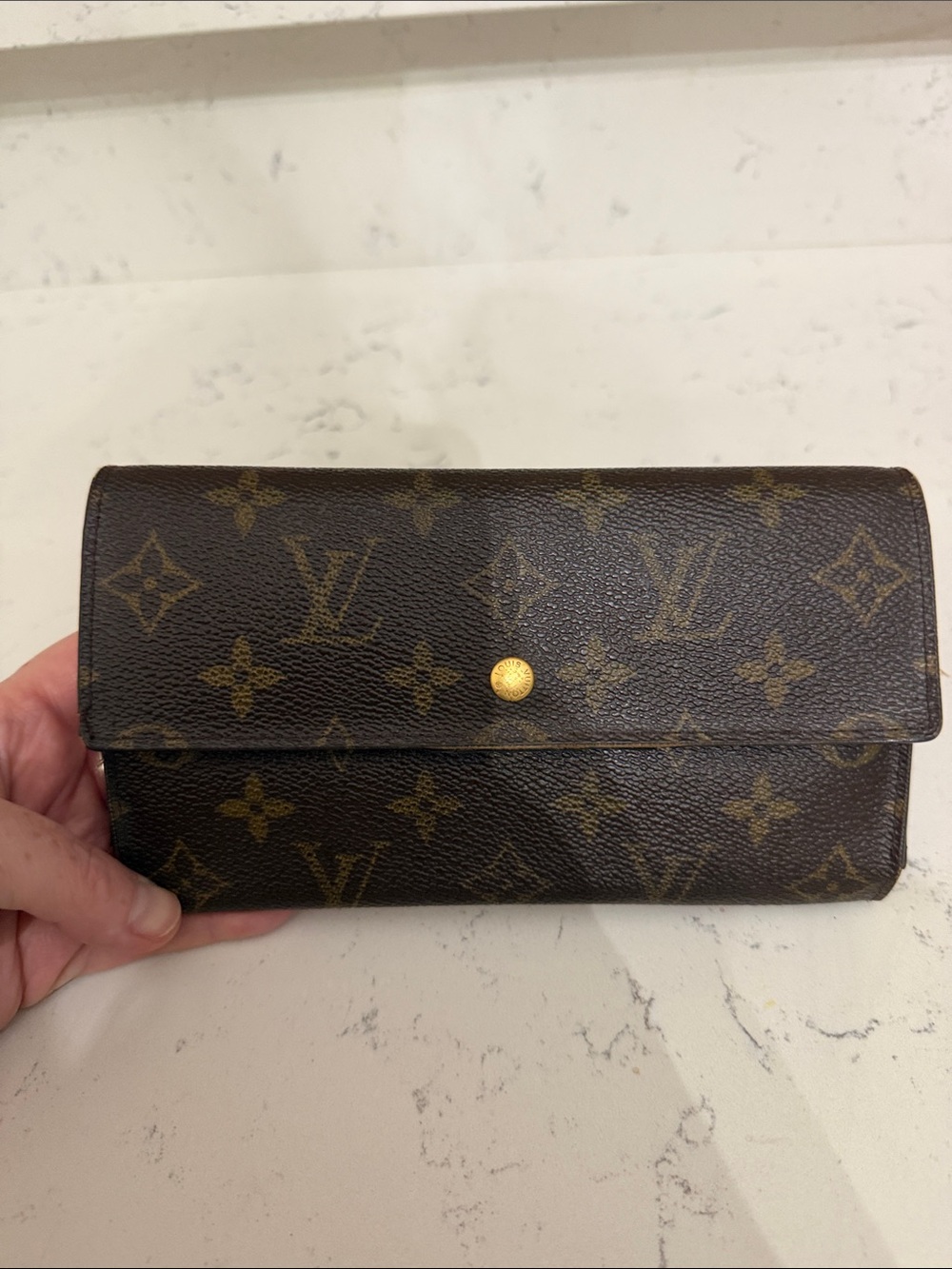 Louis Vuitton Monogram Canvas Continental Wallet in Brown and Gold